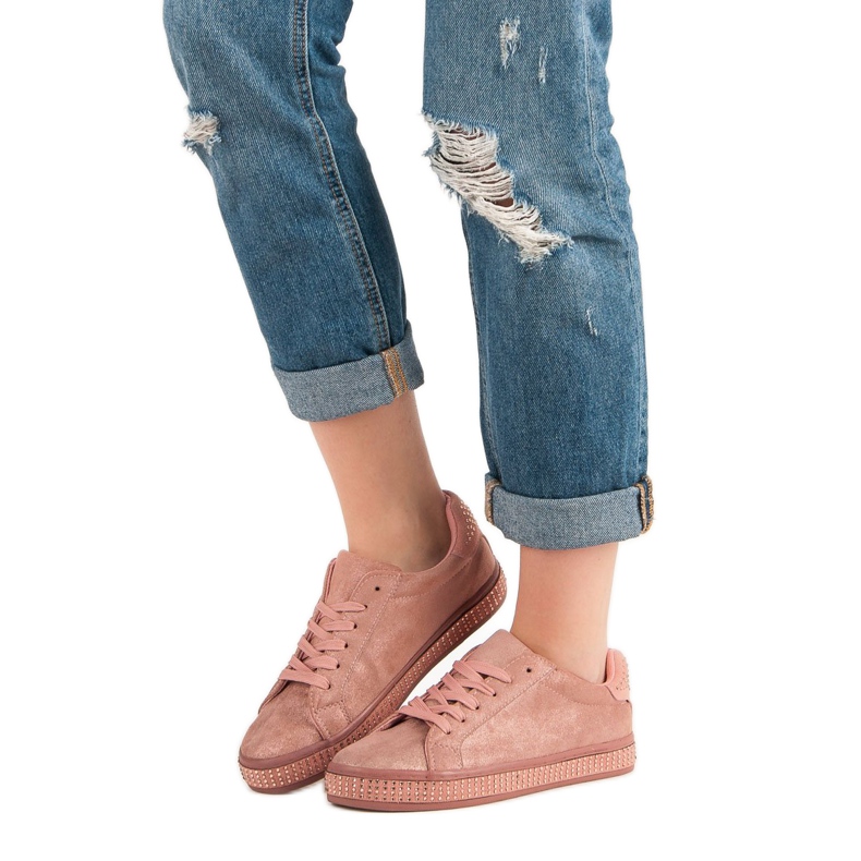 Pantofi sport cu cristale roz 1