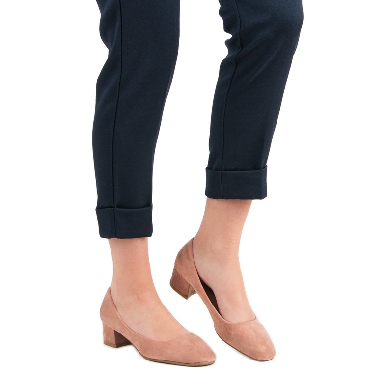 Queentina Pompe cu toc plat roz 2