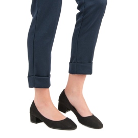 Queentina Pompe cu toc plat negru 1