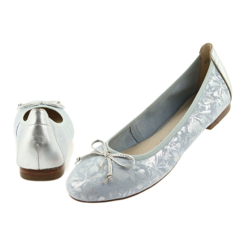 Caprice Ballerinas pentru femei 22102 albastru cu arc 5