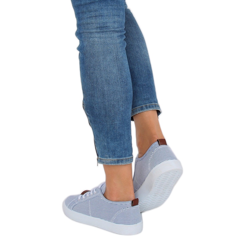 Adidași albastru JX70P cu dungi bleumarin 2