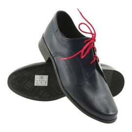 Miko Pantofi pentru băieți din piele Navy Blue Insert albastru 3