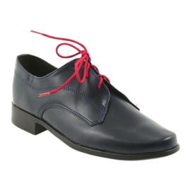 Miko Pantofi pentru băieți din piele Navy Blue Insert albastru 1