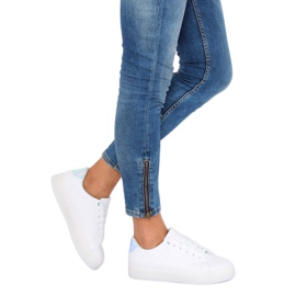 Adidași albi LA38P Albi pe talpă înaltă albastru 3