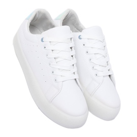 Adidași albi LA38P Albi pe talpă înaltă albastru 5