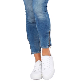 Adidași albi LA38P Albi pe talpă înaltă albastru 4