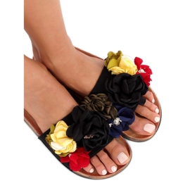 Papuci negri pentru femei negri P-848 Negru multicolor 1