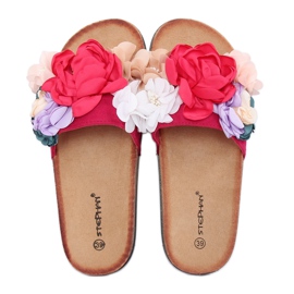 Papuci roz pentru femei roz P-848 Fuchsia multicolor 3