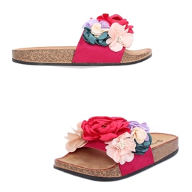 Papuci roz pentru femei roz P-848 Fuchsia multicolor 4