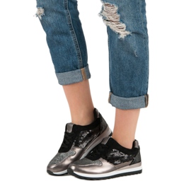 Încălțăminte sport cu paiete negru gri galben 2