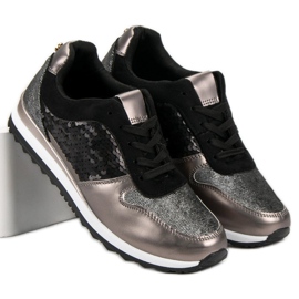 Încălțăminte sport cu paiete negru gri galben 1