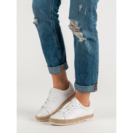 Espadrile legate alb gri 2