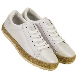 Espadrile legate alb gri 1
