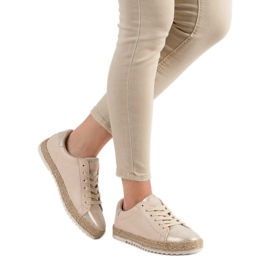 Espadrile legate maro galben 2