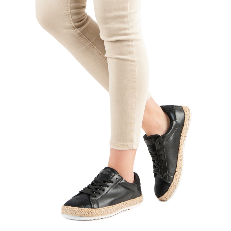 Espadrile legate negru 2