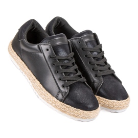 Espadrile legate negru 6