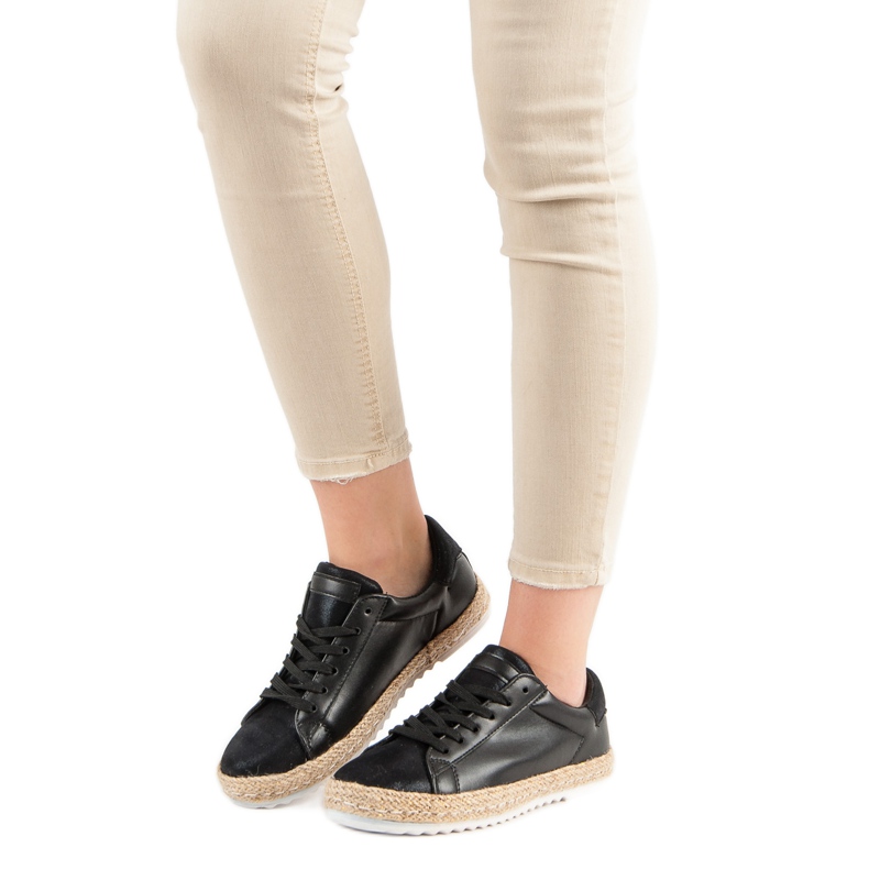 Espadrile legate negru 1