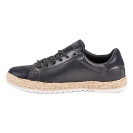 Espadrile legate negru 4