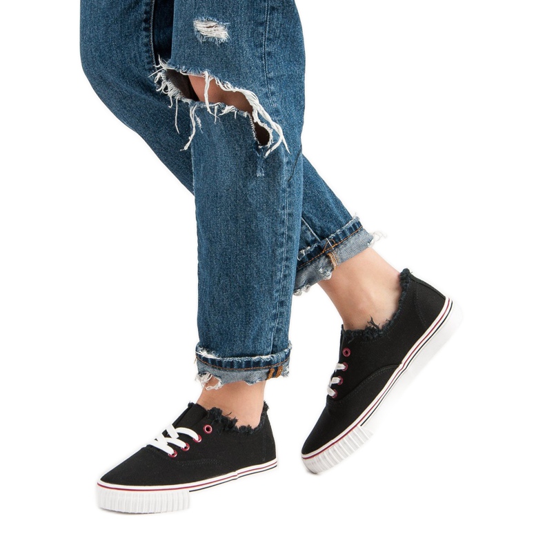 Adidași din material textil negru 2