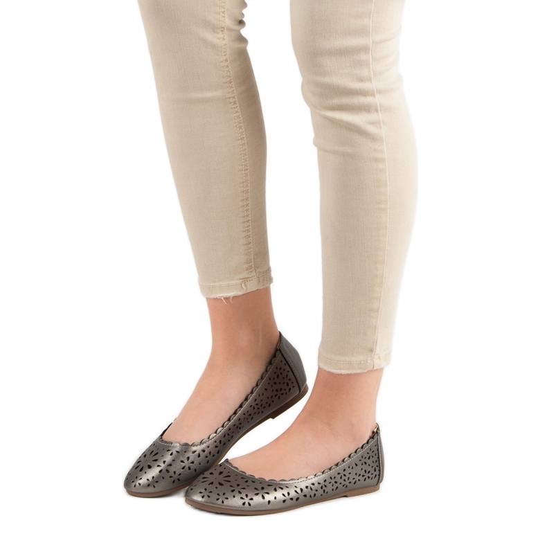 Balerine ajurate VINCEZA gri 2 Balerine ajurate VINCEZA gri 2