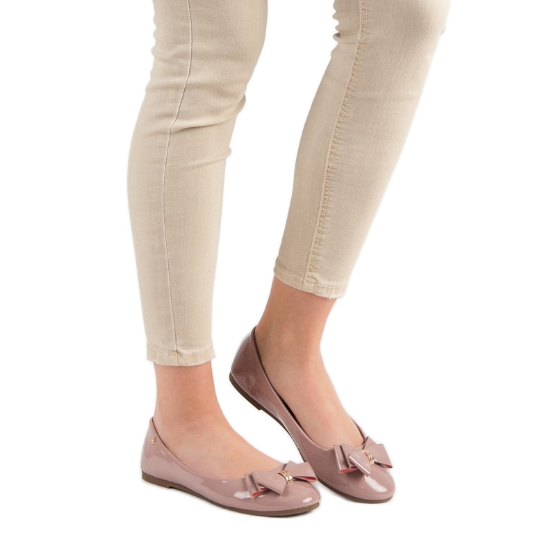 Balerine lăcuite cu arc VINCEZA roz 2