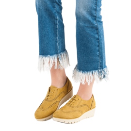 Corina Pantofi cu pană muștar galben 2