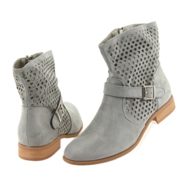M.Daszyński Cizme casual de damă gri de piele de căprioară gri SA142 4