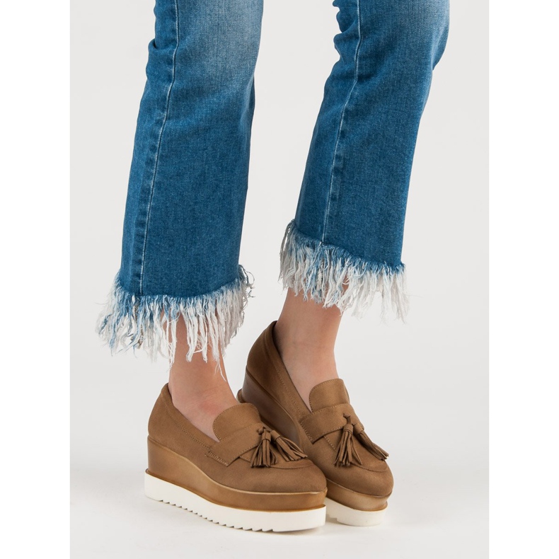 Corina Mocasini cu toc de cămilă maro 1