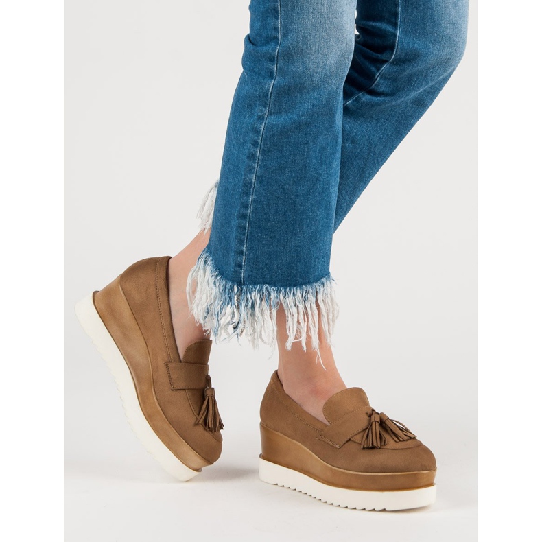 Corina Mocasini cu toc de cămilă maro 2