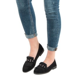 Laura Mode Mocasini din piele de căprioară neagră negru 1