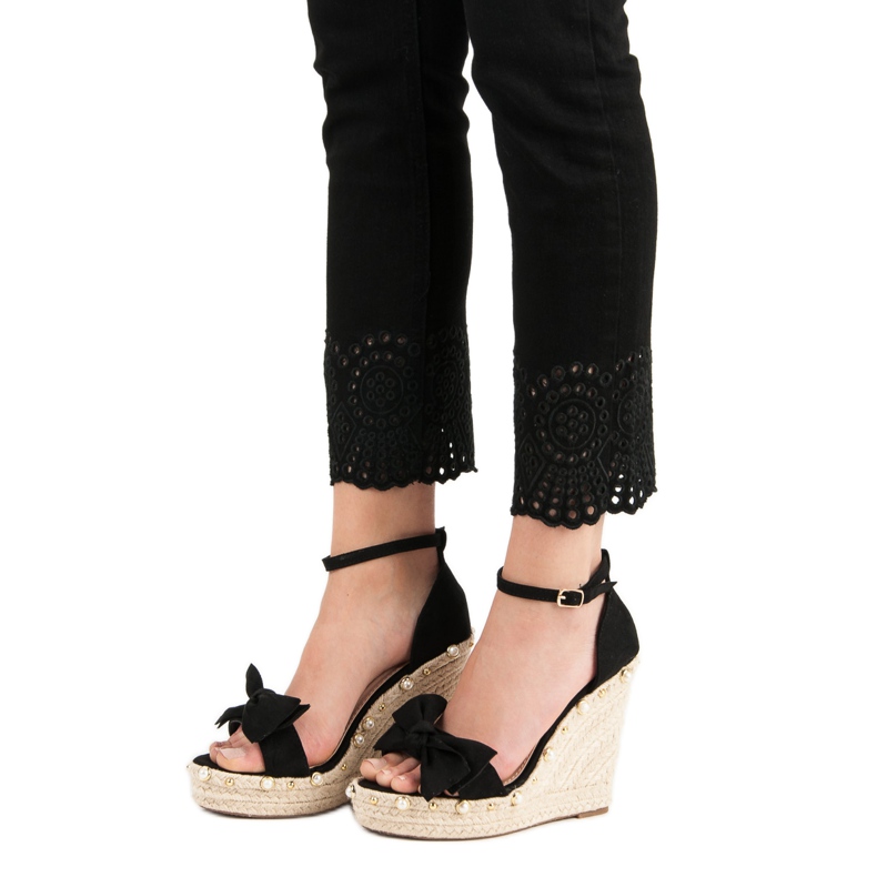STEPHAN Sandale Espadrile Cu Arc negru 2