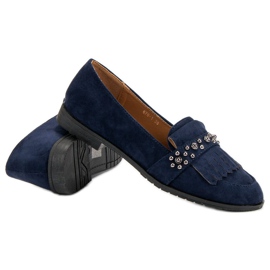 Laura Mode Mocasini albastru marin cu jeturi 1
