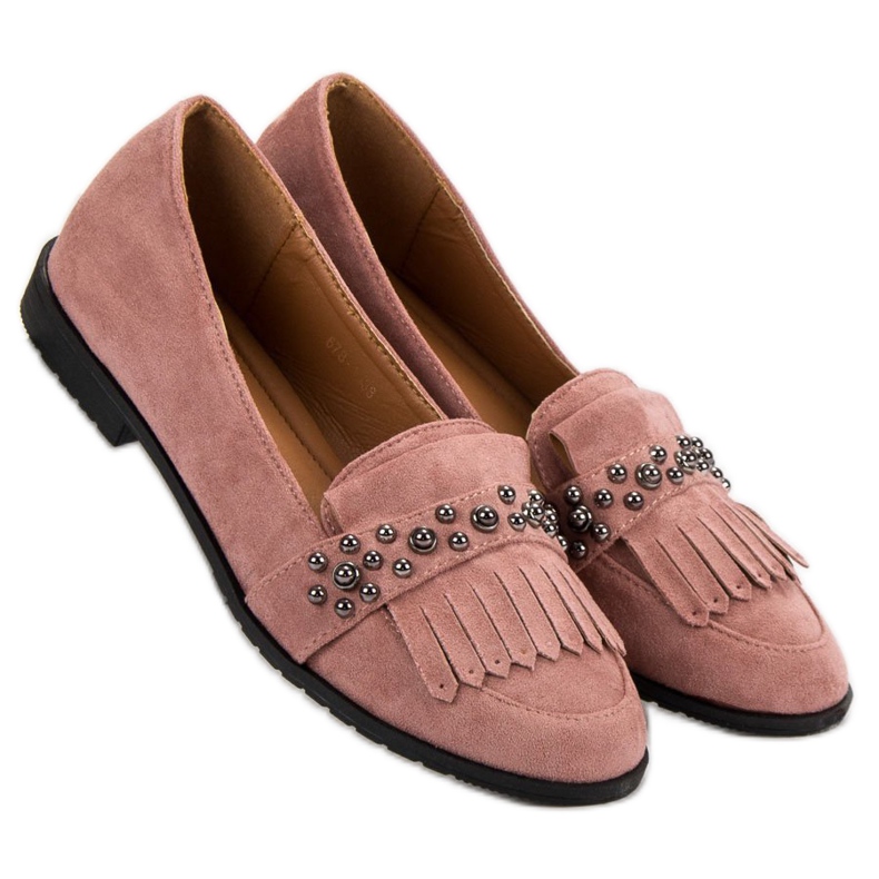 Laura Mode Mocasini cu pulbere cu pietre de stras roz 1 Laura Mode Mocasini cu pulbere cu pietre de stras roz 1