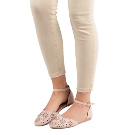 Laura Mode Balerine ajurate cu cristale roz 2