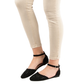 Laura Mode Balerine ajurate cu cristale negru 2 Laura Mode Balerine ajurate cu cristale negru 2