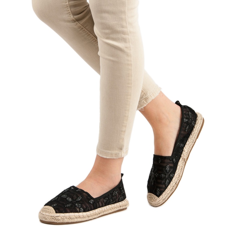 Sweet Shoes Espadrile din dantelă negru 2 Sweet Shoes Espadrile din dantelă negru 2