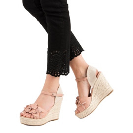 Top Shoes Sandale Pulbere Cu Flori roz 2 Top Shoes Sandale Pulbere Cu Flori roz 2