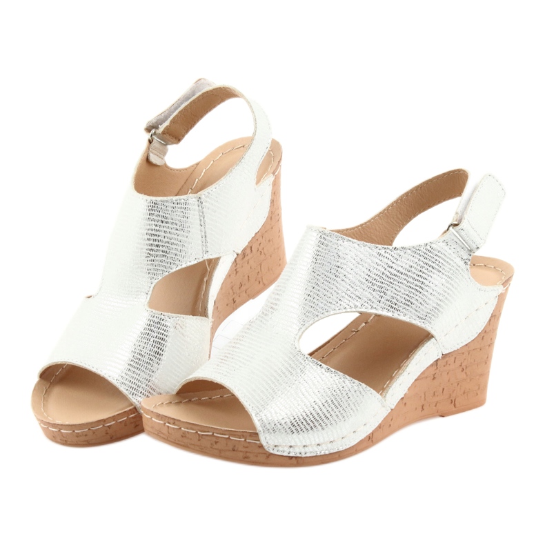 Filippo Sandale cu pană argintie 785 alb gri 3 Filippo Sandale cu pană argintie 785 alb gri 3