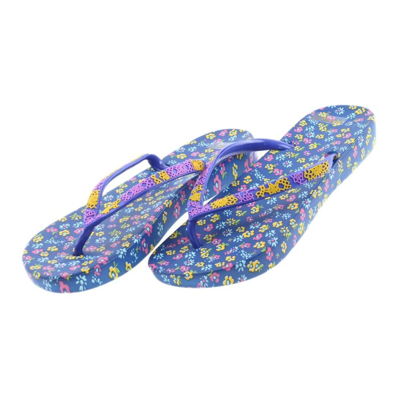 Atletico Flip-flops pentru femei cu flori violet albastru galben roz 4