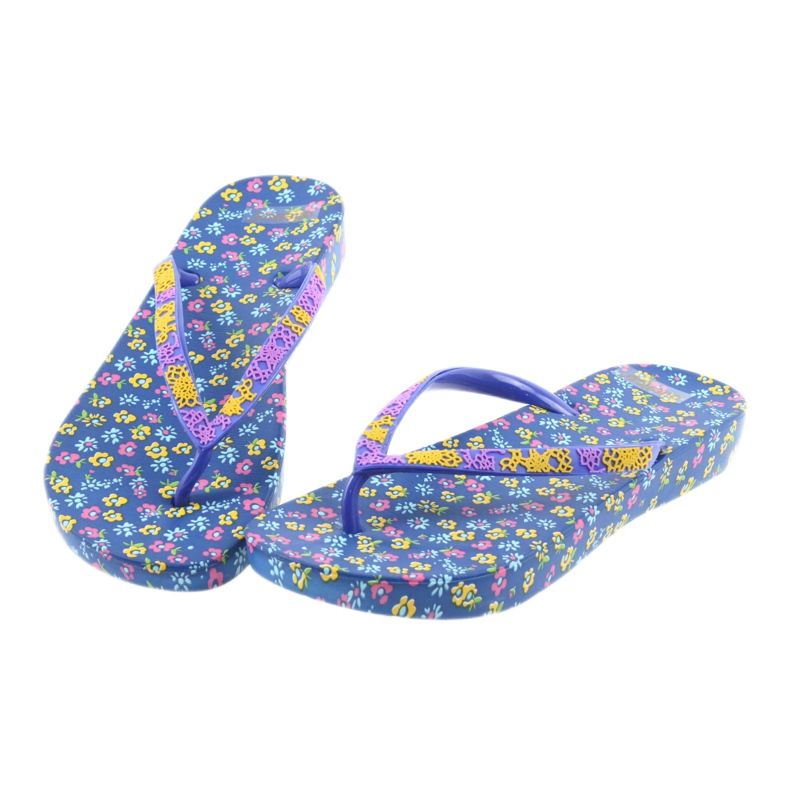 Atletico Flip-flops pentru femei cu flori violet albastru galben roz 3