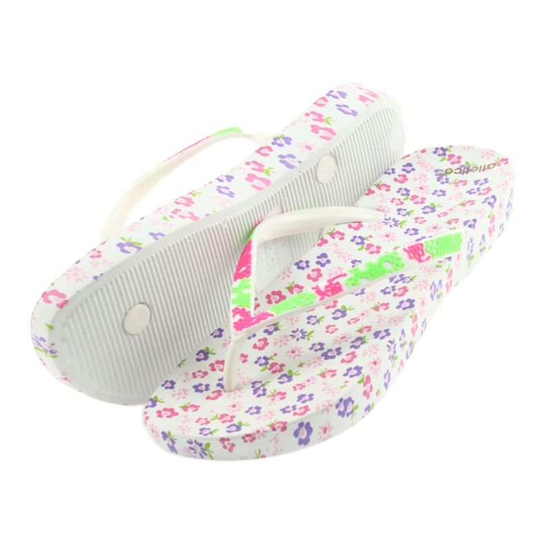 Atletico Flip-flops pentru femei cu flori alb violet verde roz 5