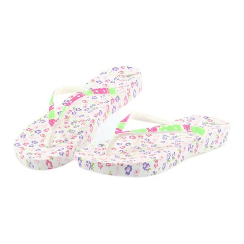 Atletico Flip-flops pentru femei cu flori alb violet verde roz 4
