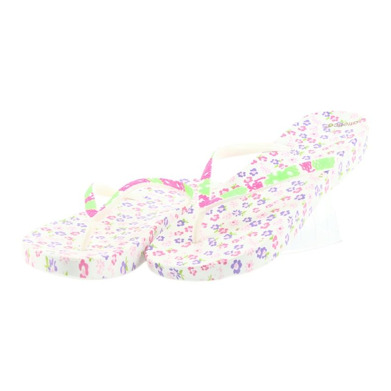 Atletico Flip-flops pentru femei cu flori alb violet verde roz 3