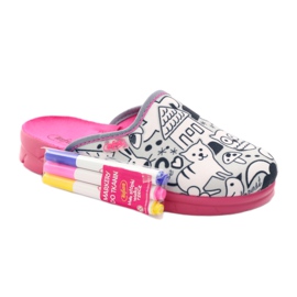 Model de colorat pantofi copii Befado 708X003 roz alb 2