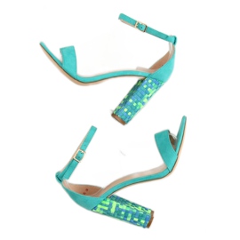 Sandale cu toc de menta 708-24 Albastru multicolor 2
