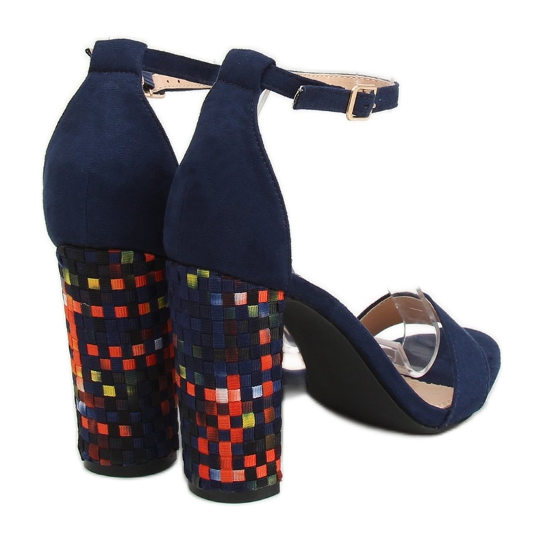 Sandale cu toc înalt de culoare albastru 708-24 Navy multicolor albastru marin 2