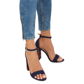 Sandale cu toc înalt de culoare albastru 708-24 Navy multicolor albastru marin 1
