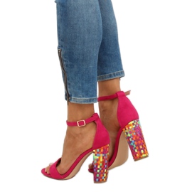 Sandale cu toc înalt fucsia 708-24 Fuchsia multicolor roz 4