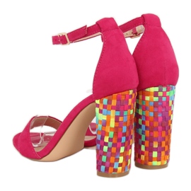 Sandale cu toc înalt fucsia 708-24 Fuchsia multicolor roz 5