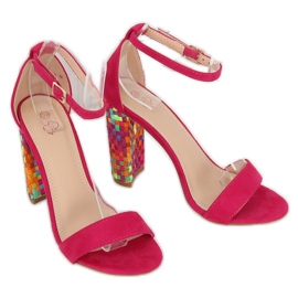 Sandale cu toc înalt fucsia 708-24 Fuchsia multicolor roz 3
